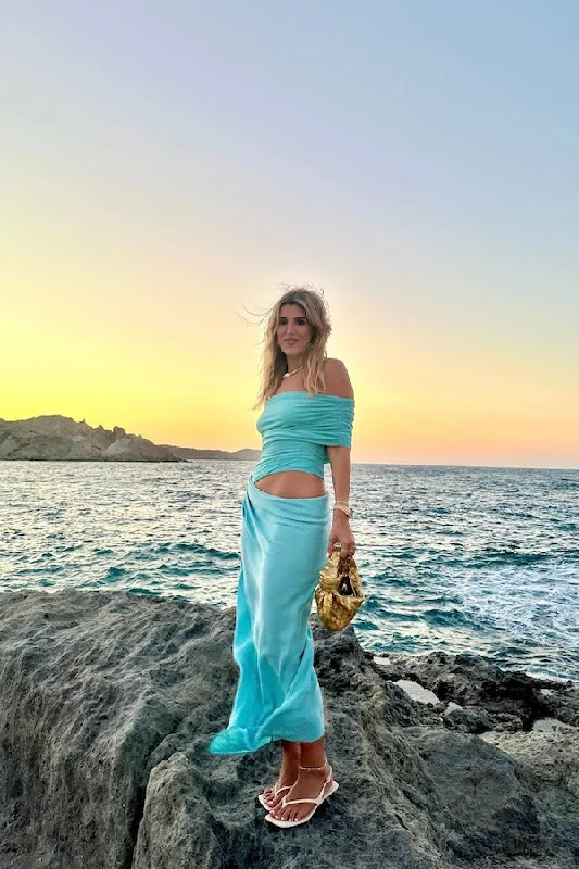 Nico Off Shoulder Maxi Dress Aquamarine