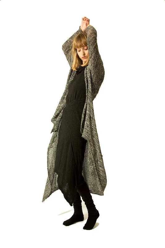 Long Einvo Cardigan -Melange Black & Grey