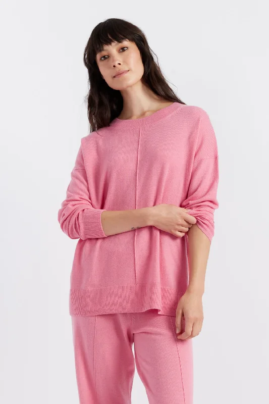 Pink Wool-Cashmere Slouchy Sweater