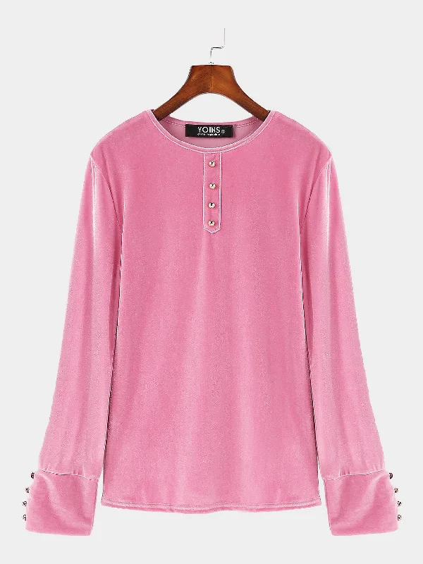 Custom Round Neck Long Sleeve Bodycon Hem Pink Top