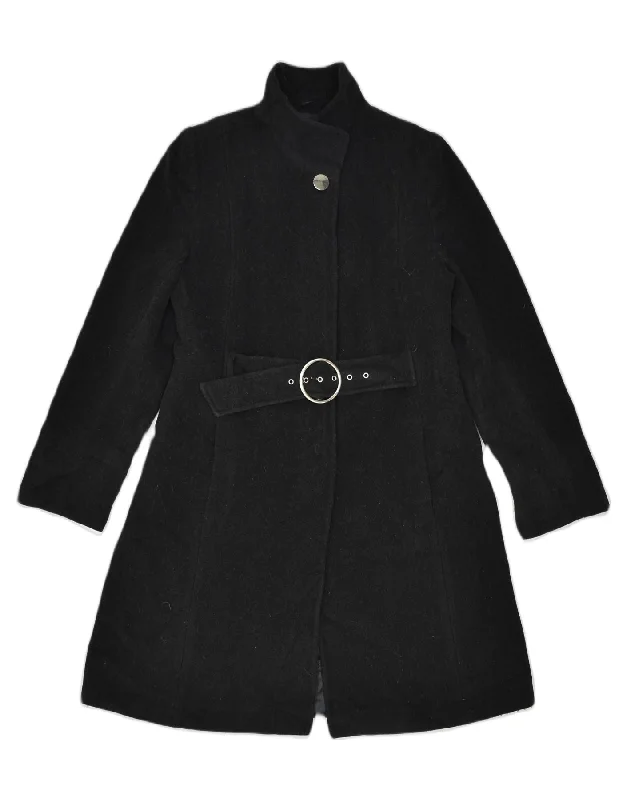 MASSIMO DUTTI Womens Overcoat EU 38 Small Black Wool