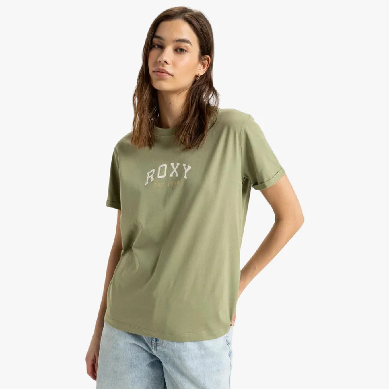 Roxy Womens Noon Ocean B Short Sleev Tee Oil Green