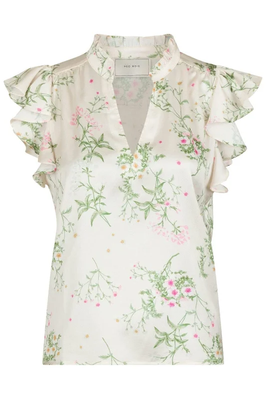 Neo Noir - Stella Flower Field Blouse - Off White