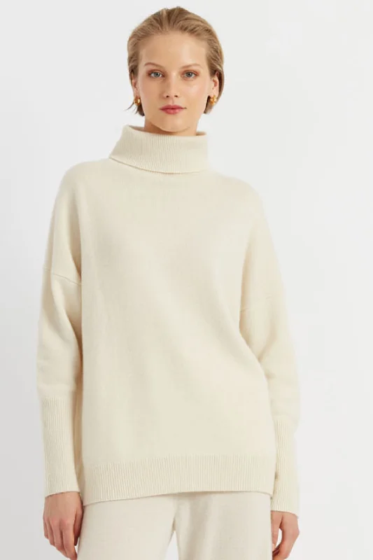 Cream Cashmere Rollneck Sweater