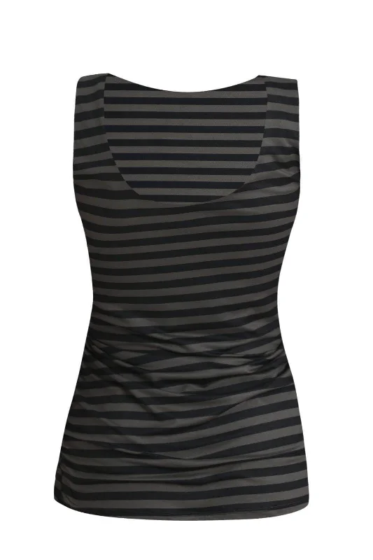 Liberte - Alma-Turn-Top - Dark Grey Black Stripe