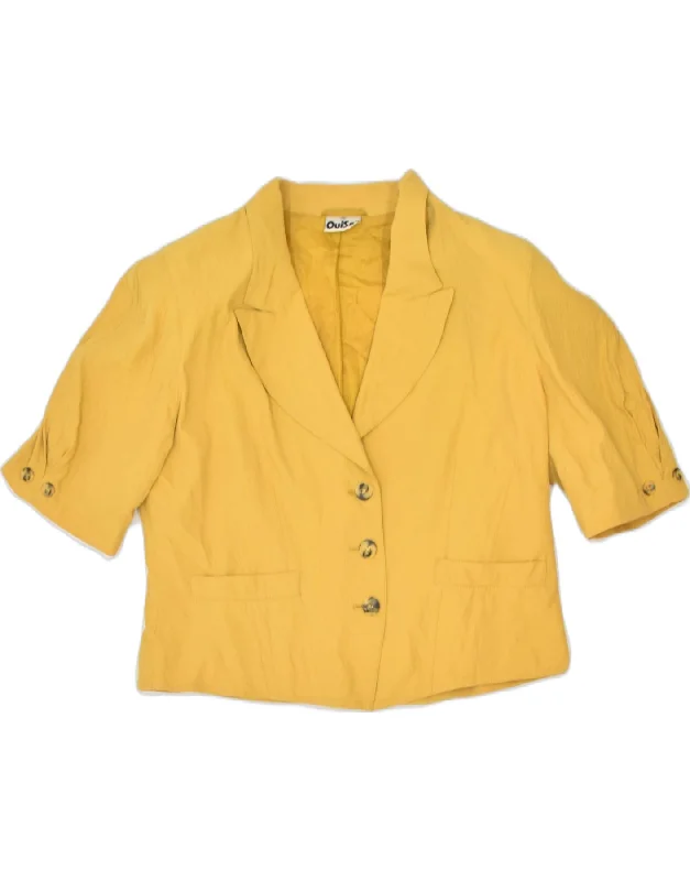 OUI SET Womens Short Sleeve 3 Button Blazer Jacket IT 42 Medium Yellow