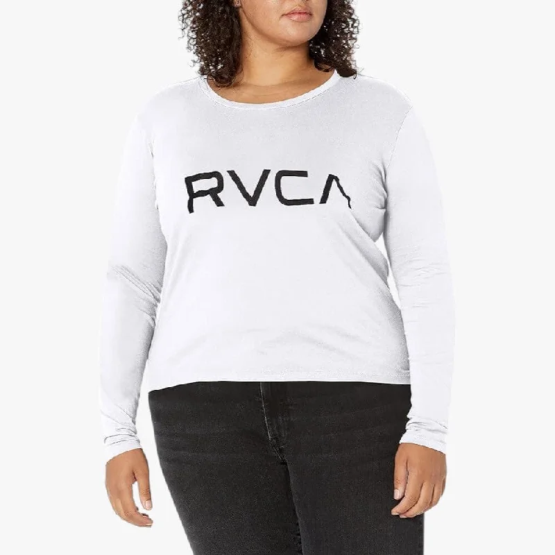 Rvca Ladies Big Rvca Roll It Long Sleeve Tee Vintage White