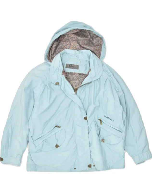 ELHO Womens Oversized Hooded Windbreaker Jacket EU 36 Small Blue Polyamide