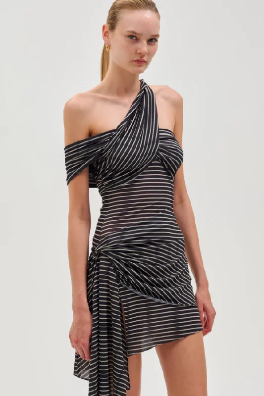 Izel Dress Navy Ivory Stripe