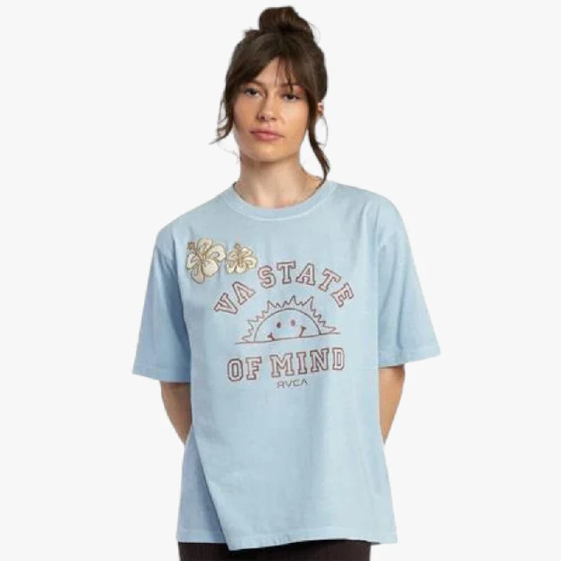 Rvca Womens Va State Of Mind Short Sleeve Tee Dusty Blue