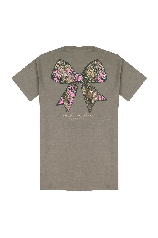 Simply Southern Youth Camo Bow T-Shirt for Girls in Desert Heather | YTH-SS-CAMOBOW-DESERTHTHR