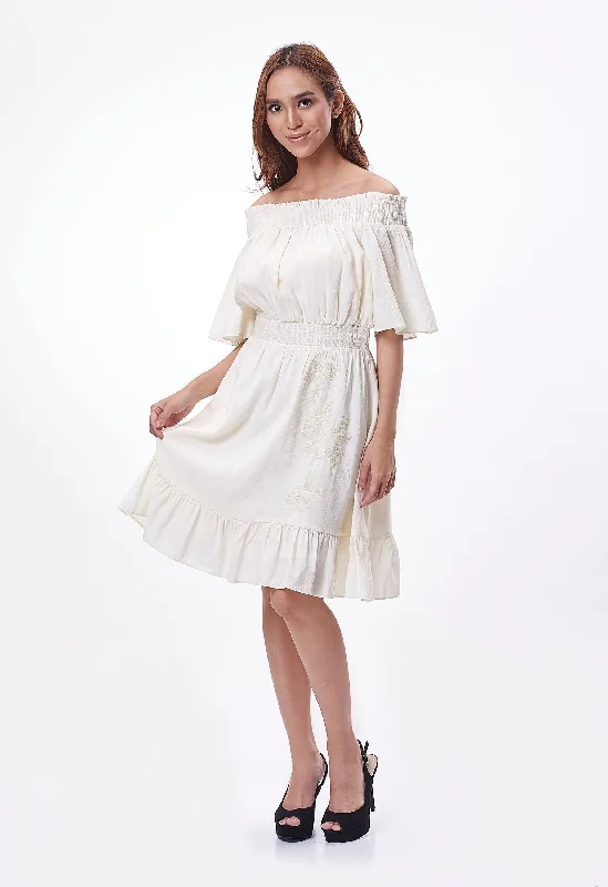 Off-Shoulder Embroided Dress