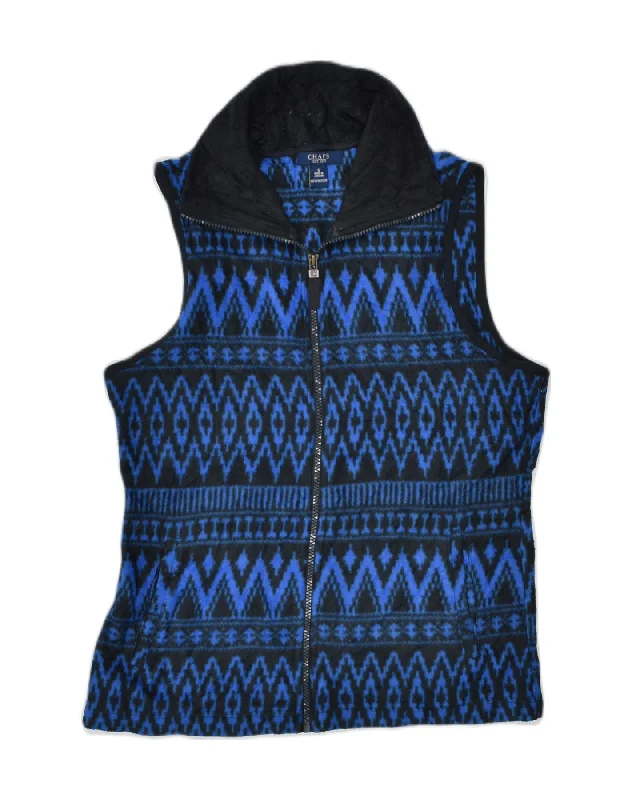 CHAPS Womens Fleece Gilet UK 6 Small Navy Blue Fair Isle Polyester