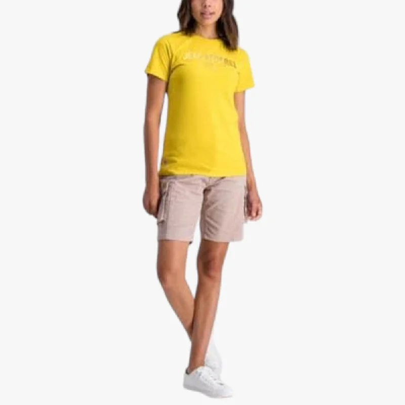 Jeep Womens Slogan Foil Logo Short Sleeve Tee Mineral Yellow