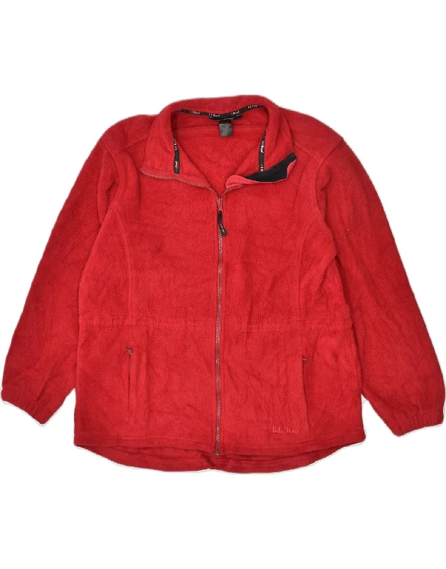 L.L.BEAN Womens Fleece Jacket UK 14 Medium Red Polyester