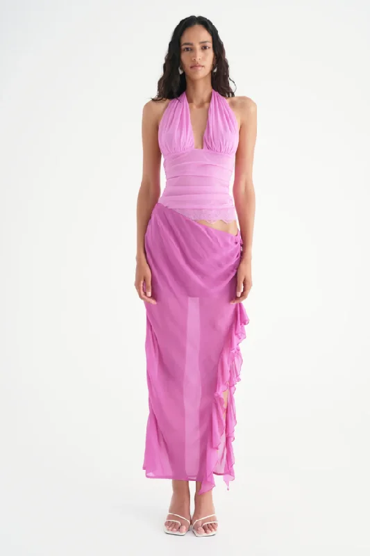 Penelope Halter Maxi Dress Pink