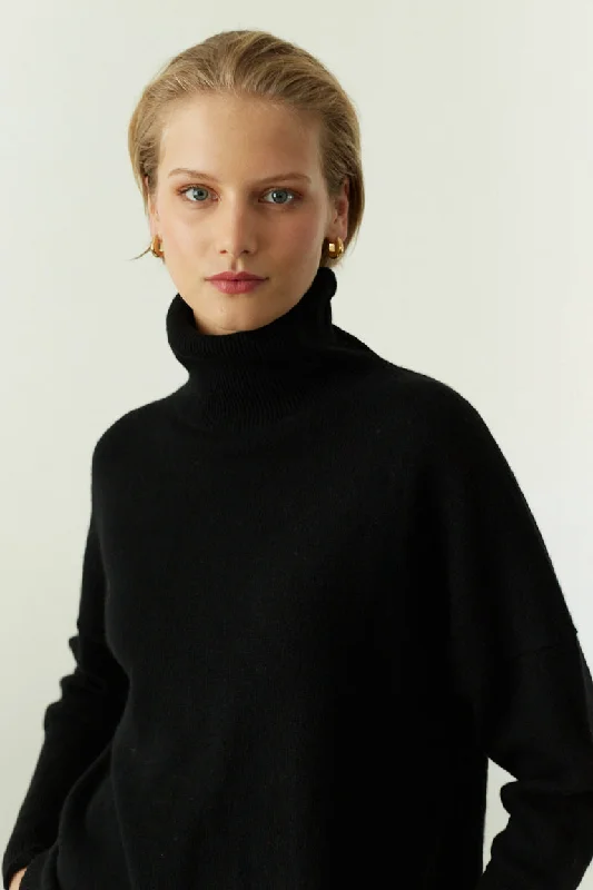 Black Cashmere Rollneck Sweater