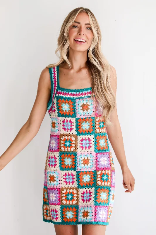 FINAL SALE - Destined For Bliss Crochet Knit Mini Dress