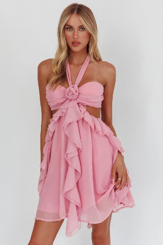 Santiago Cut-Out Ruffle Mini Dress Blush