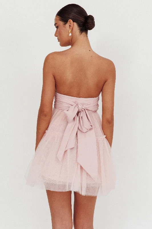 Dreamscape Strapless Tulle Mini Dress Blush