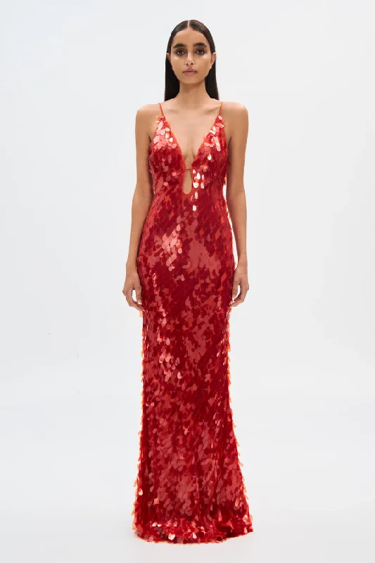 Sapphire Sequin Maxi Dress Red