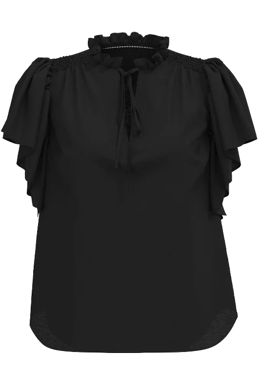 Co´couture - Heracc Ss Frill Top 35703 - 96 Black