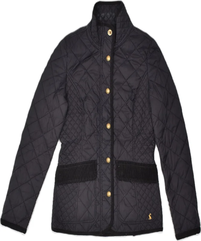 JOULES Womens Quilted Jacket UK 8 small Black Cotton