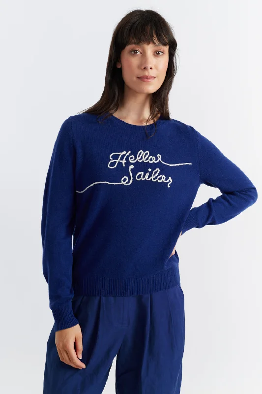 Blue Wool-Cashmere Hello Sailor Sweater