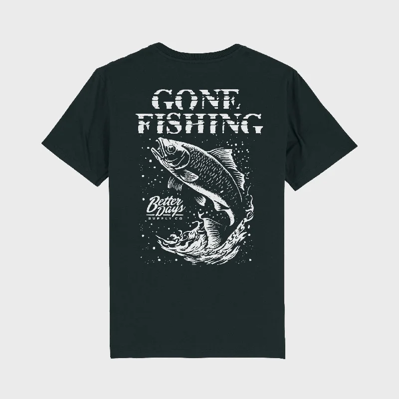 Better Days Gone Fishing Unisex T-Shirt - Black