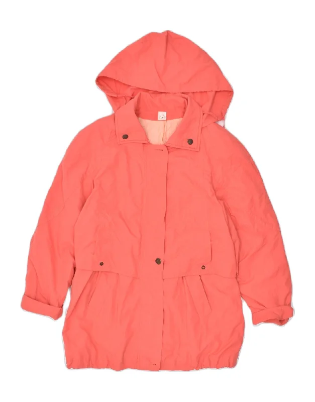 VINTAGE Womens Oversized Hooded Parka Jacket UK 12 Medium Orange Polyester