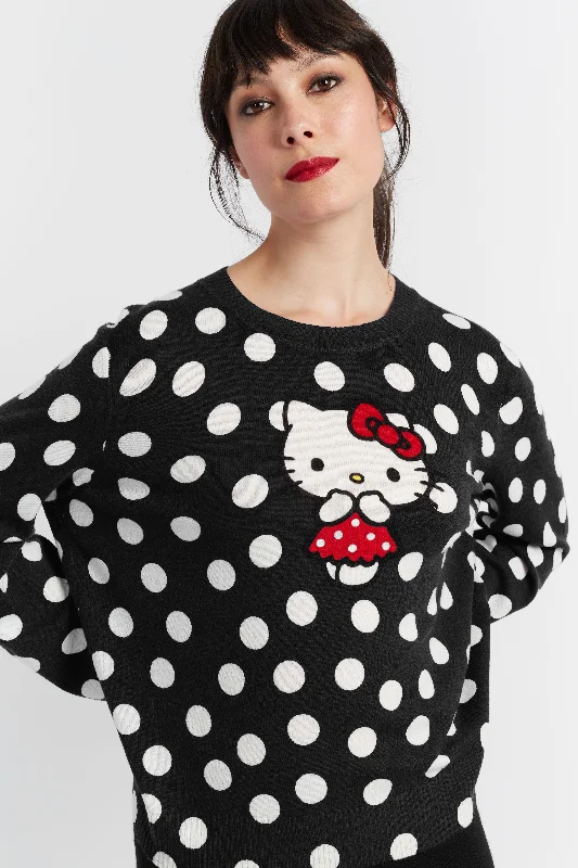 Black Wool-Cashmere Hello Kitty Polka Dot Sweater