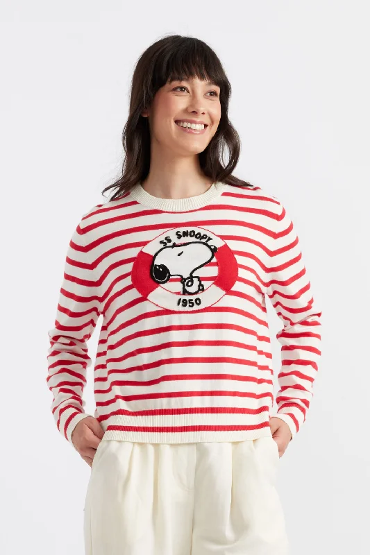 Red Cotton Snoopy Nautical Sweater