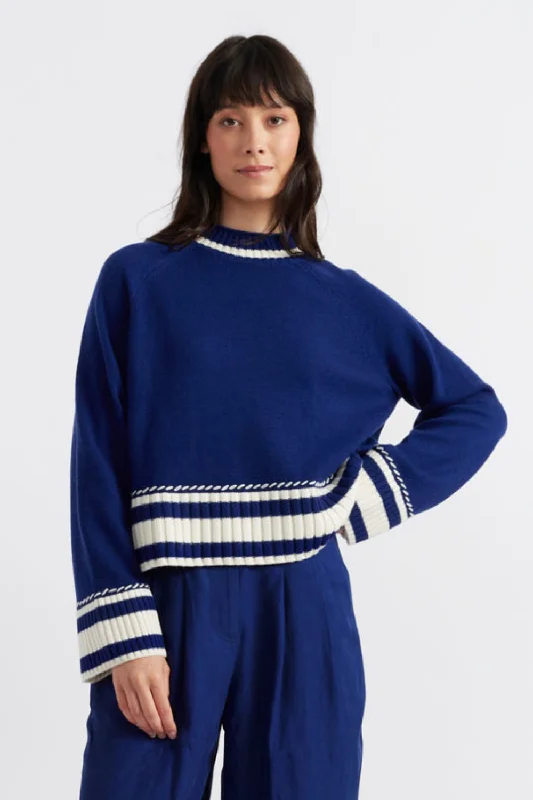 Blue Wool-Cashmere Guernsey Sweater