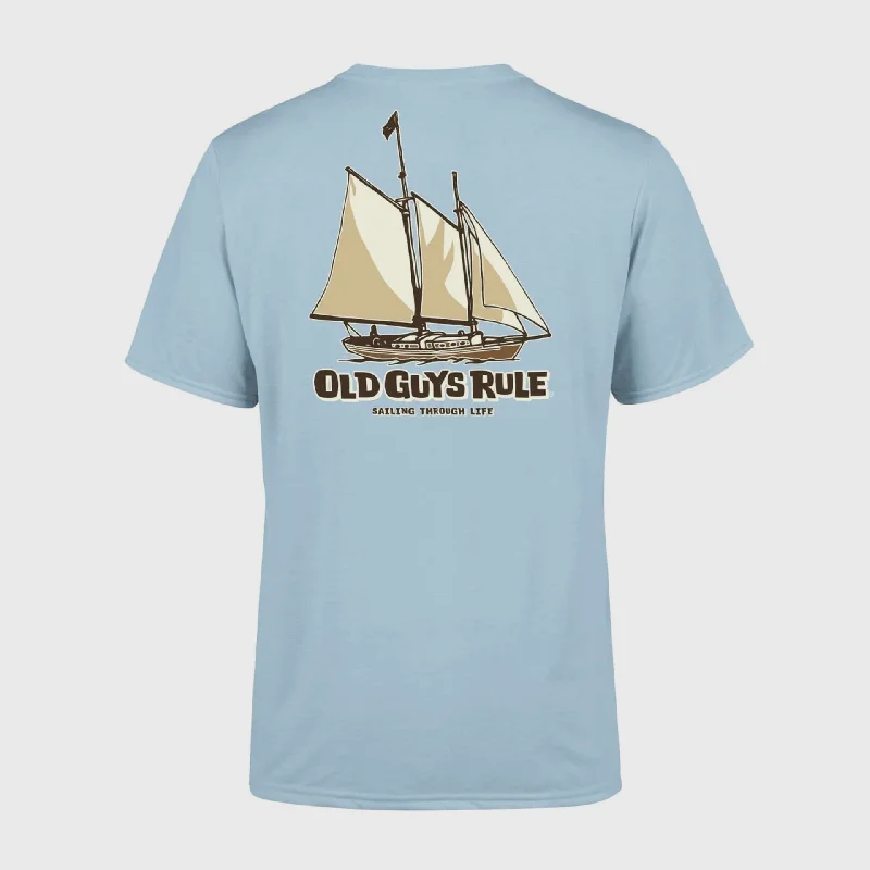 Old Guys Rule 'Sailing Through Life' T-Shirt - Light Blue