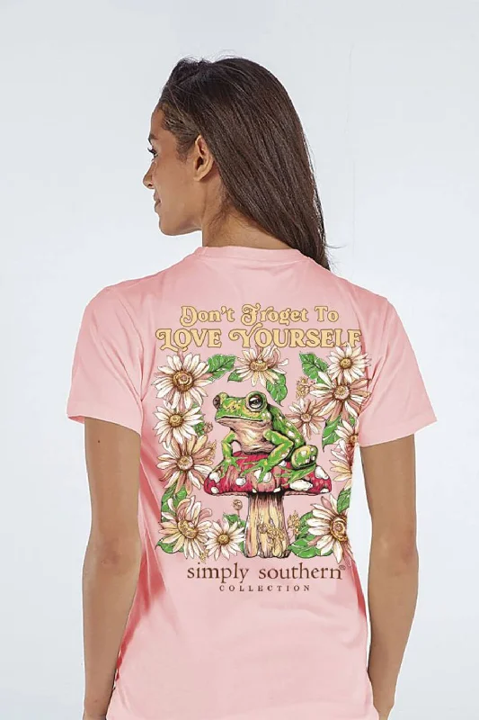 Simply Southern Frog Love Yourself T-Shirt for Women in Peach | SS-FROG-PEACH