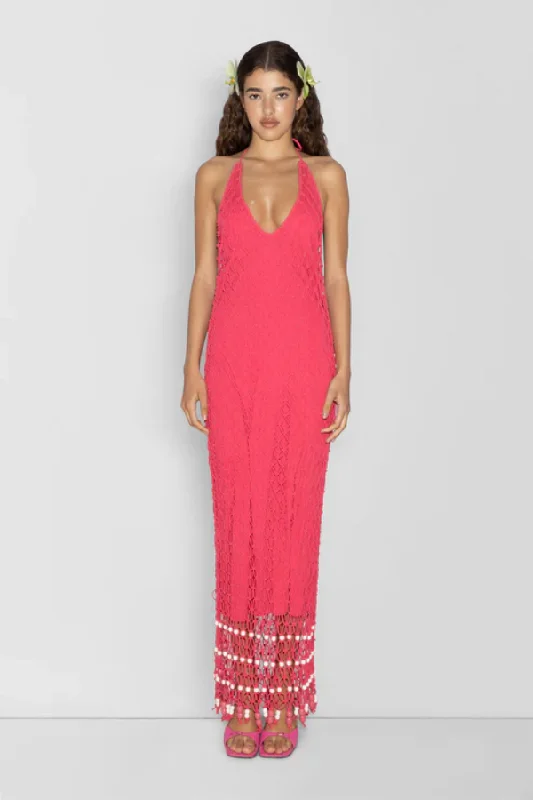 Reis Macrame Maxi Dress Candy