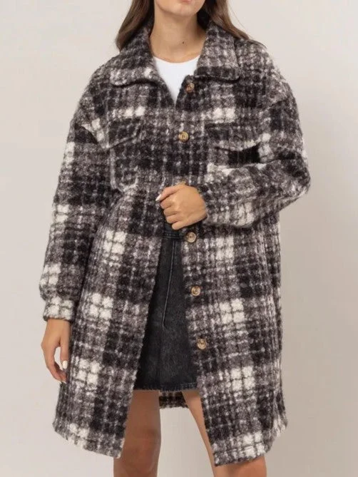 Charlotte  Longline Plaid Shacket Jacket