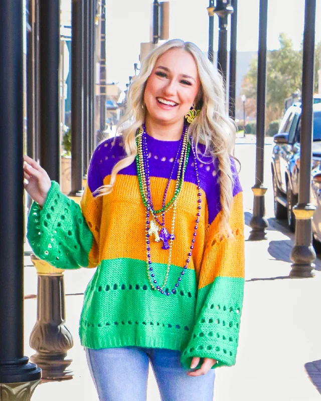 MARDI GRAS COLOR BLOCK SWEATER