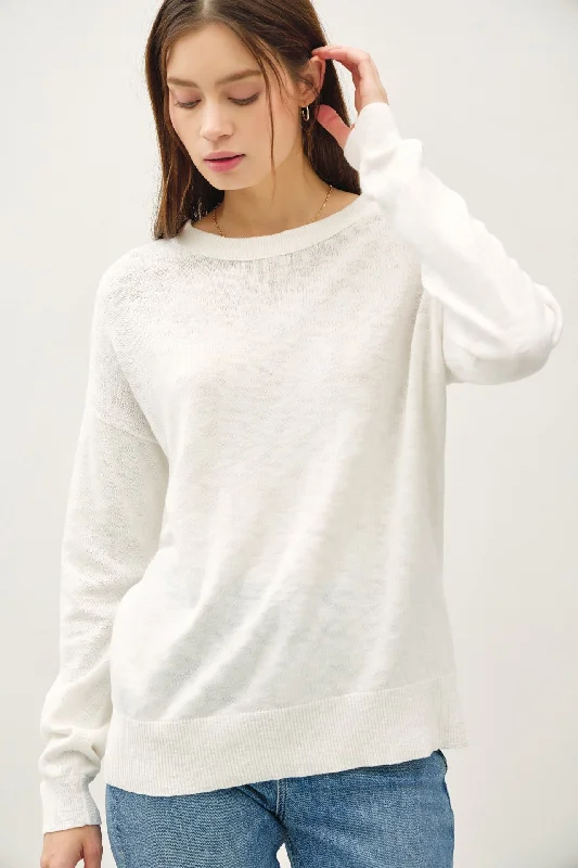 Ivory Oversized Slub Knit Sweater