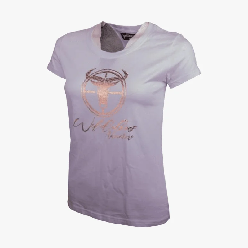 Wildebees Womens Scope Foil Adventure Short Sleeve Tee Mauve Mel