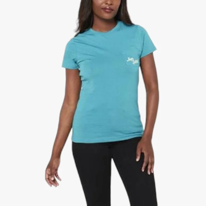 Jeep Ladies Essential Logo Pocket Tee Turquoise Tonic