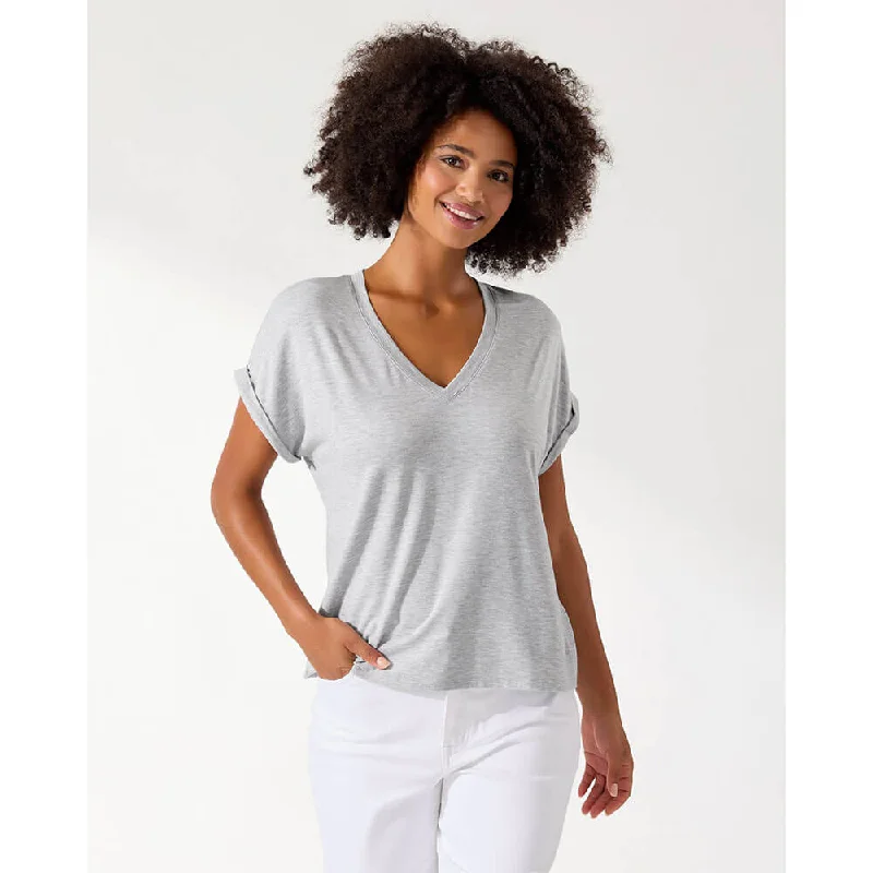 Tommy Bahama Women's Kauai Jersey V-Neck T-Shirt - Silver Streak Heather