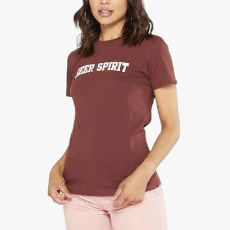 Jeep Ladies Applique Emb Short Sleeve Tee Danish Brown