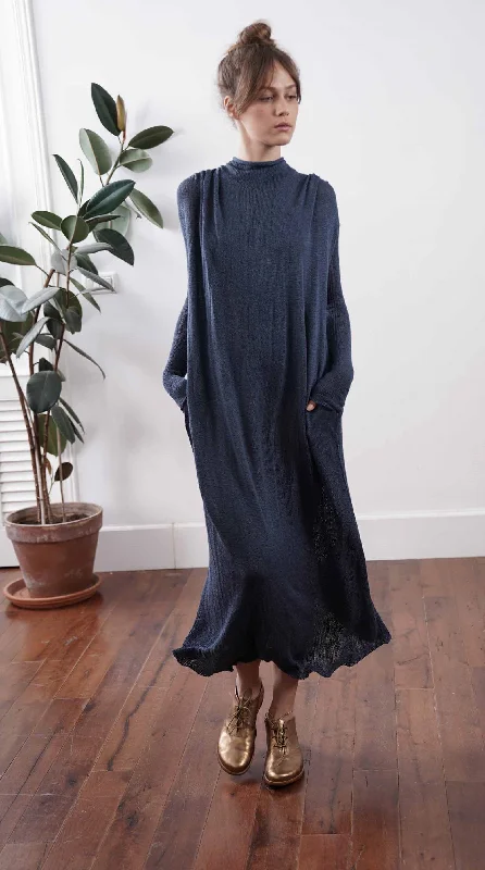 Dark blue navy Knit long Dress