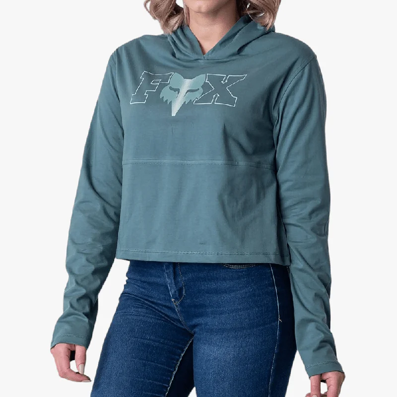 Fox Womens Lines Crop Long Sleeve Tee Gunmetal