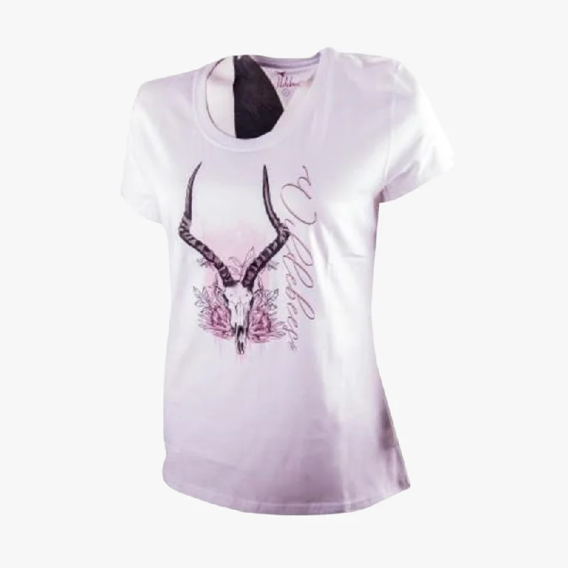 Wildebees Womens Rosewater Skull Short Sleeve Tee White