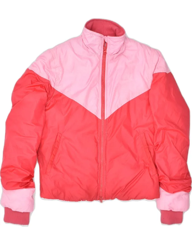 NIKE Womens Padded Jacket UK 12 Medium Pink Colourblock Polyester