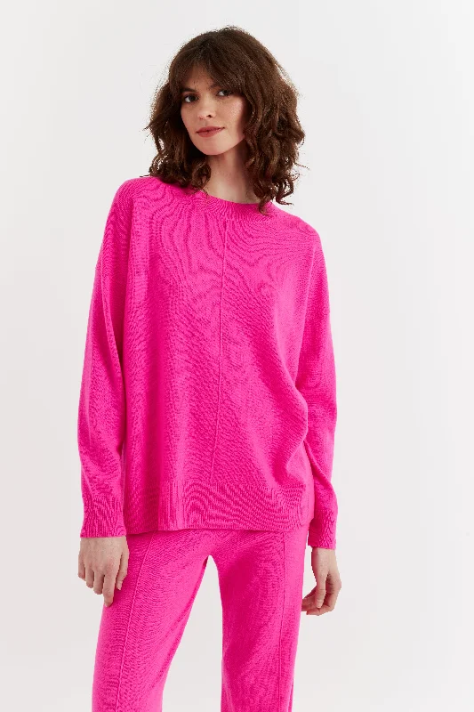 Fuchsia Wool-Cashmere Slouchy Sweater