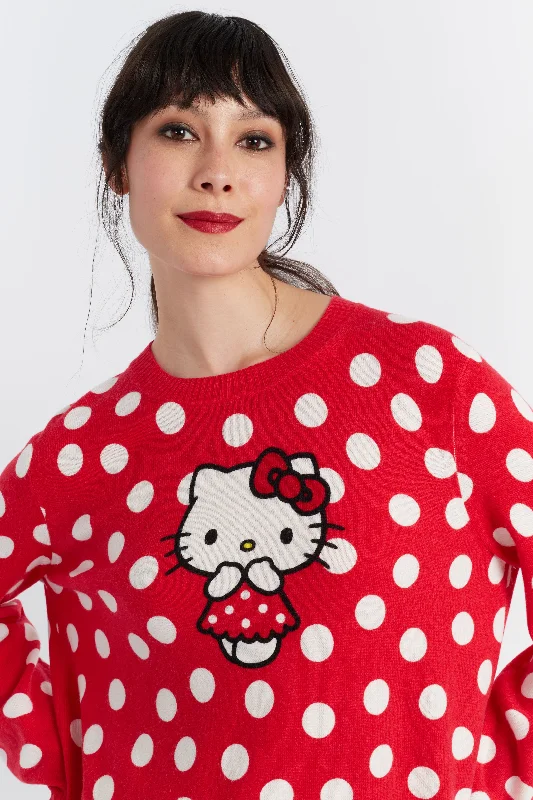 Red Wool-Cashmere Hello Kitty Polka Dot Sweater