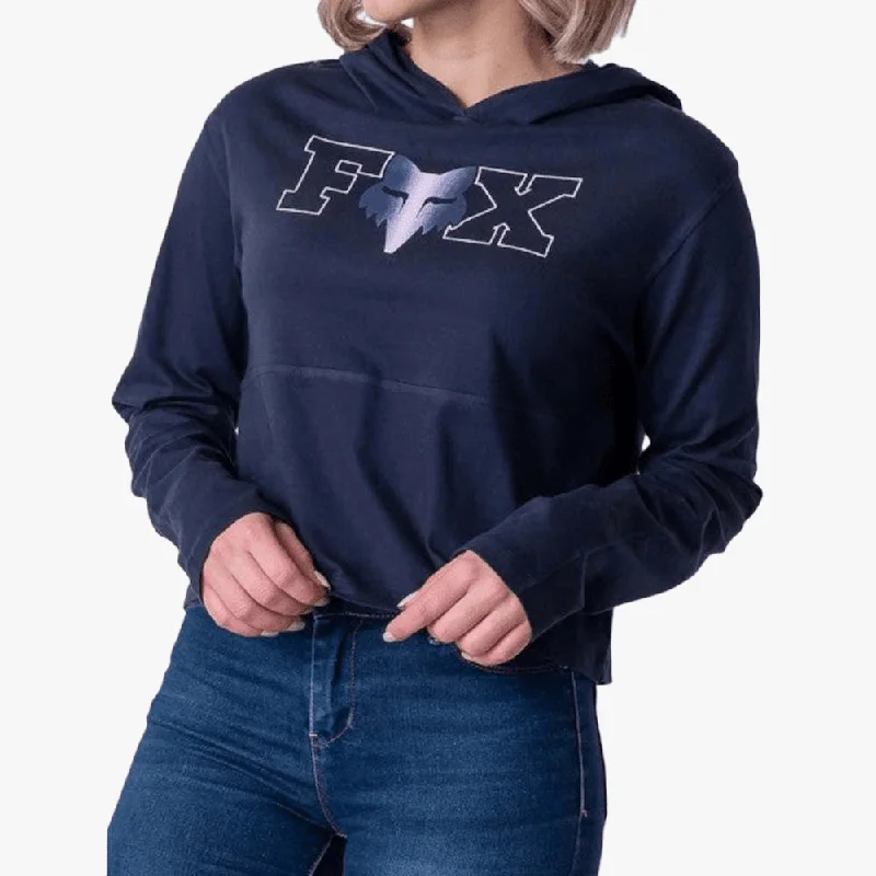 Fox Women's Lines Crop Long Sleeve Tee Deep Cobalt